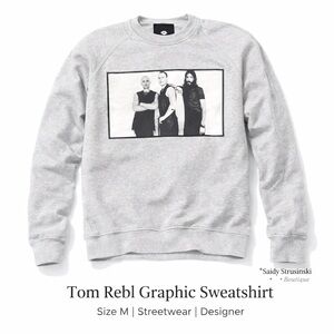 Tom Rebl Graphic Crewneck Sweatshirt Gray Size M - Band Print Streetwear